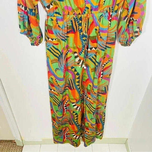 NEW Farm Rio Wide Leg Jumpsuit Anthropologie Tropical Print Linen Blend - Picture 6 of 14